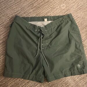 Original Penguin Olive Swim Board Shorts